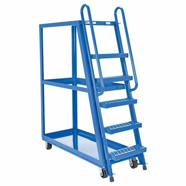 Vestil Steel High Frame Cart W/ Mold On Rubber Casters, 56-1/8" x 21-7/8" x 73-1/16", 1000 Lb Cap, Blue SPS-HF-2252